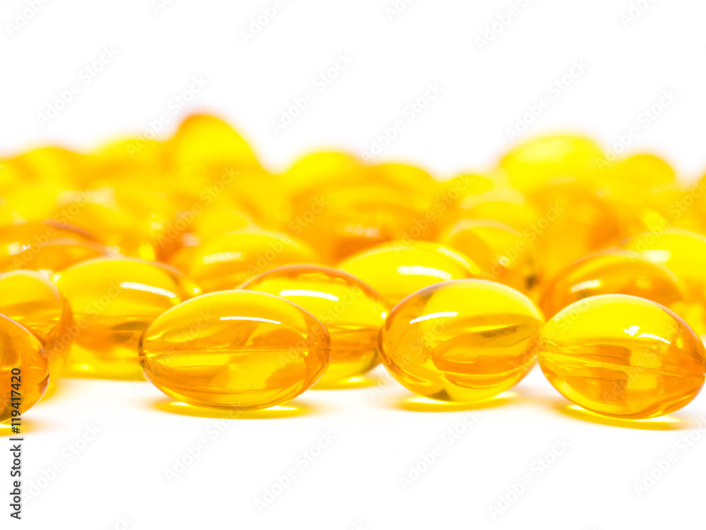 Omega 3 capsules for dieting concept on white background