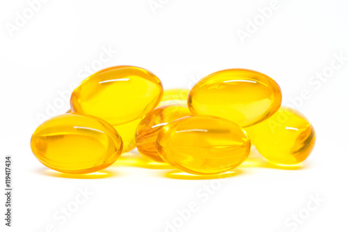 Omega 3 capsules for dieting concept on white background