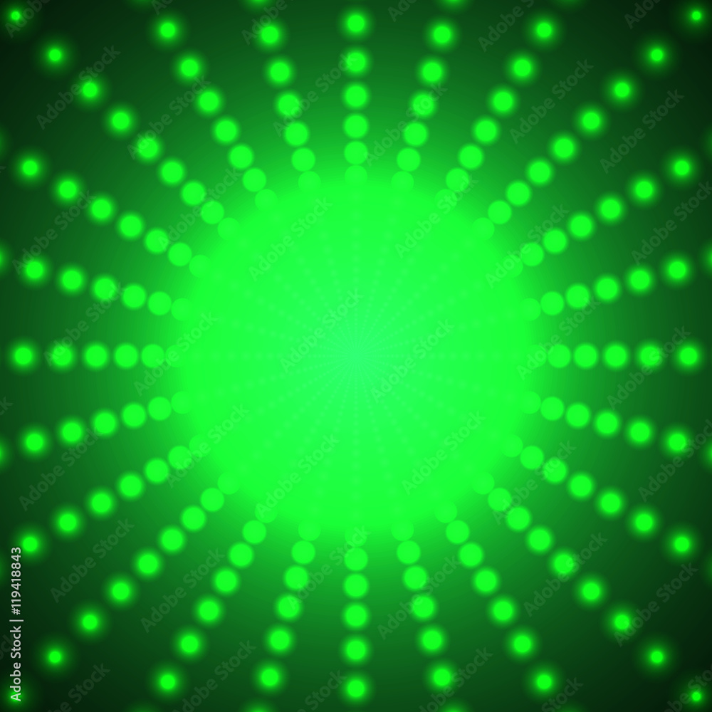 Obraz premium Abstract green background of luminous dots arranged in a space w