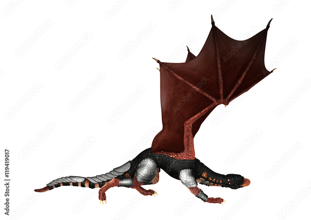 3D Rendering Fantasy Dragon on White 3D Rendering Fantasy Dragon on White