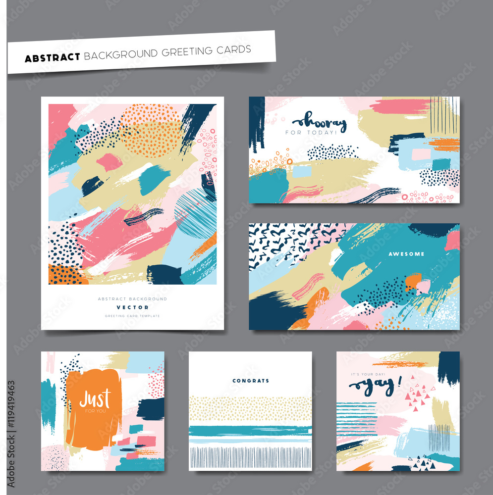 Set of artistic background greeting cards