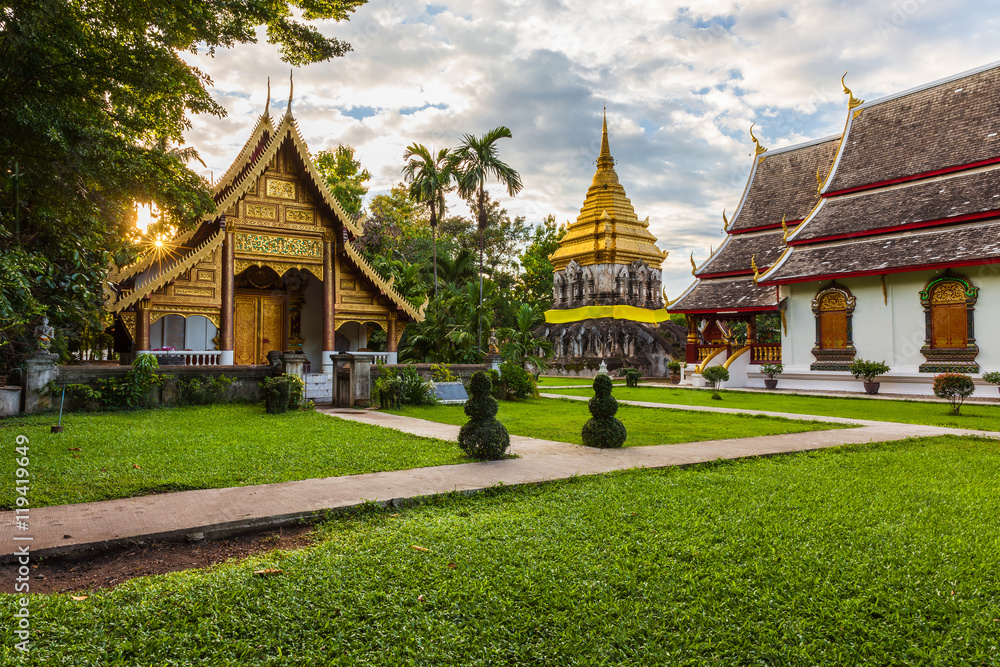 Wat Chiang Man at sunset, Thailand