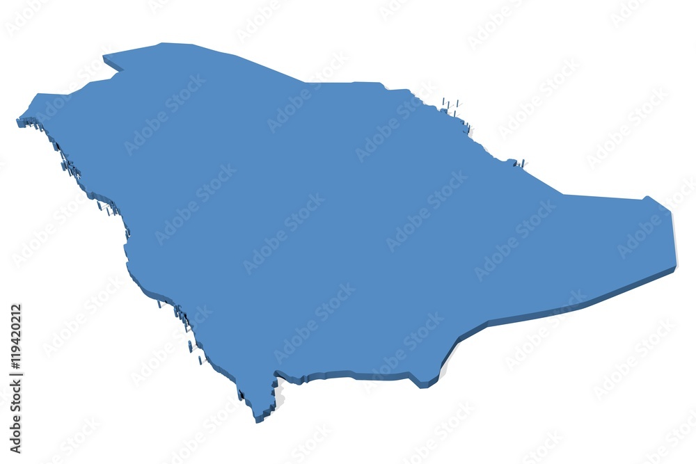3D map of Saudi Arabia on a plain background