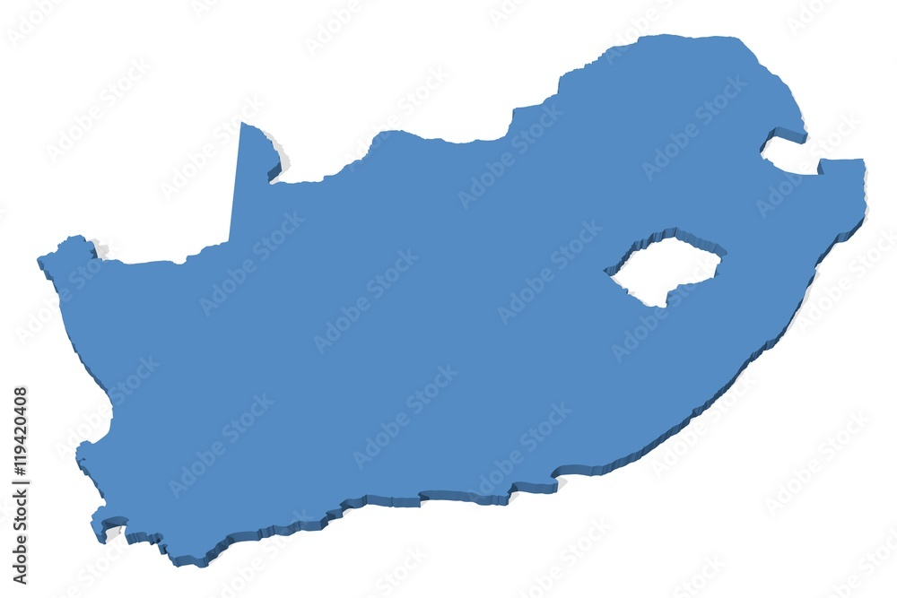 Fototapeta premium 3D map of South Africa on a plain background
