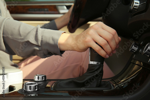 Female hand on speed selector