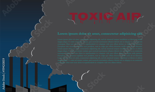 Silent alarm The weather conditions caused by pollution emitted from the plant. Design for Corporate Social Responsibility. Vector is split layer with text and graphic.
