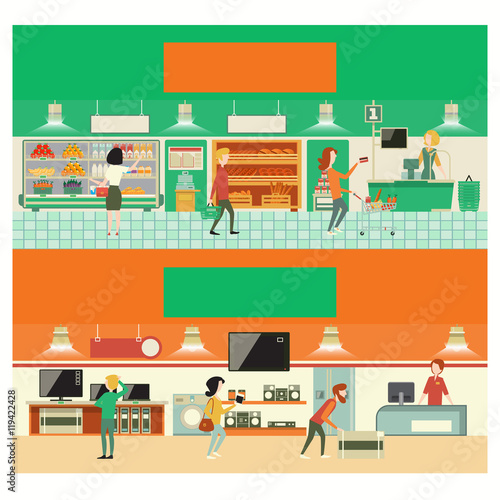 Eco shop and electronic vector illustration