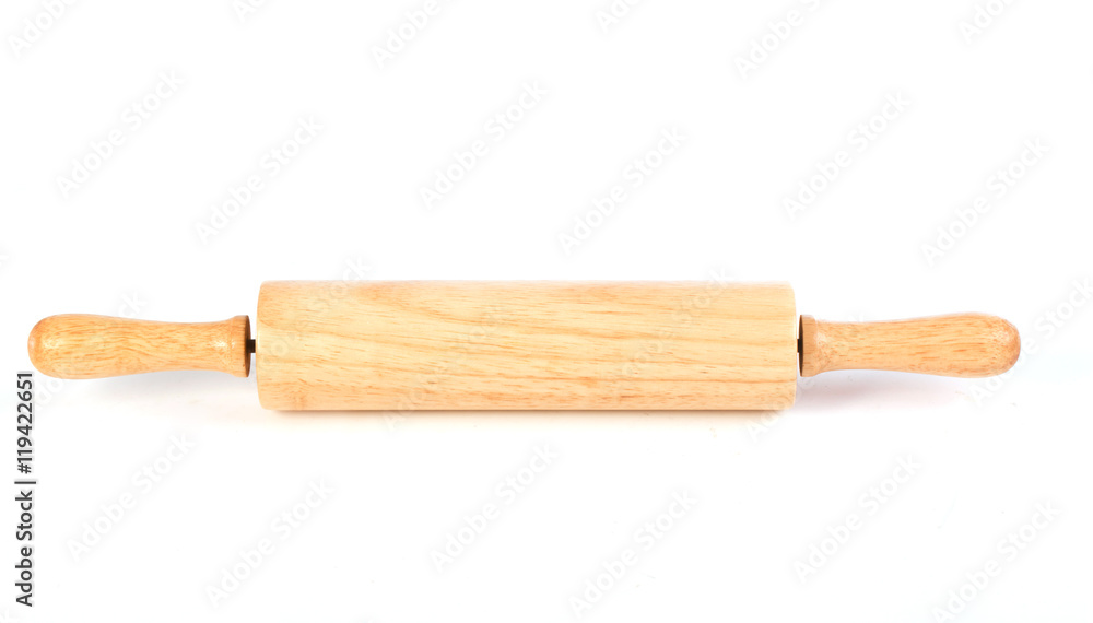 Rolling pin on white background ,selective focus Rolling pin on white background ,selective focus