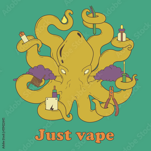 Vector illustration of octopus vaper 2