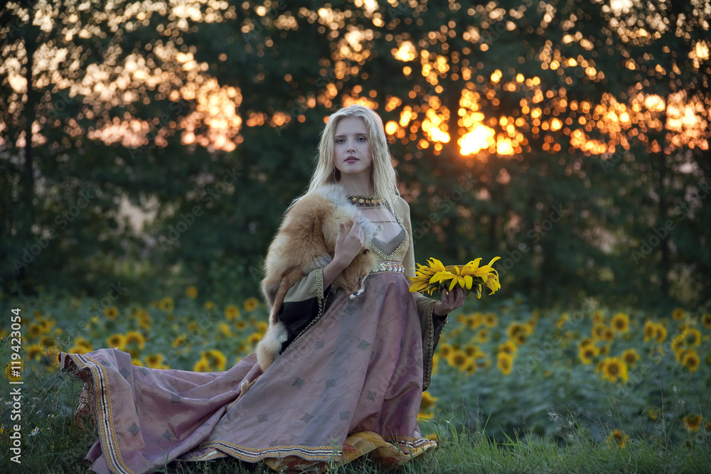 Belle and the sunflowers