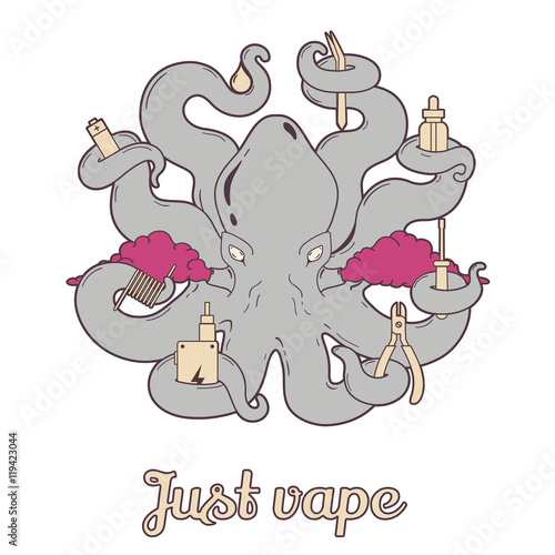Vector illustration of octopus vaper 3