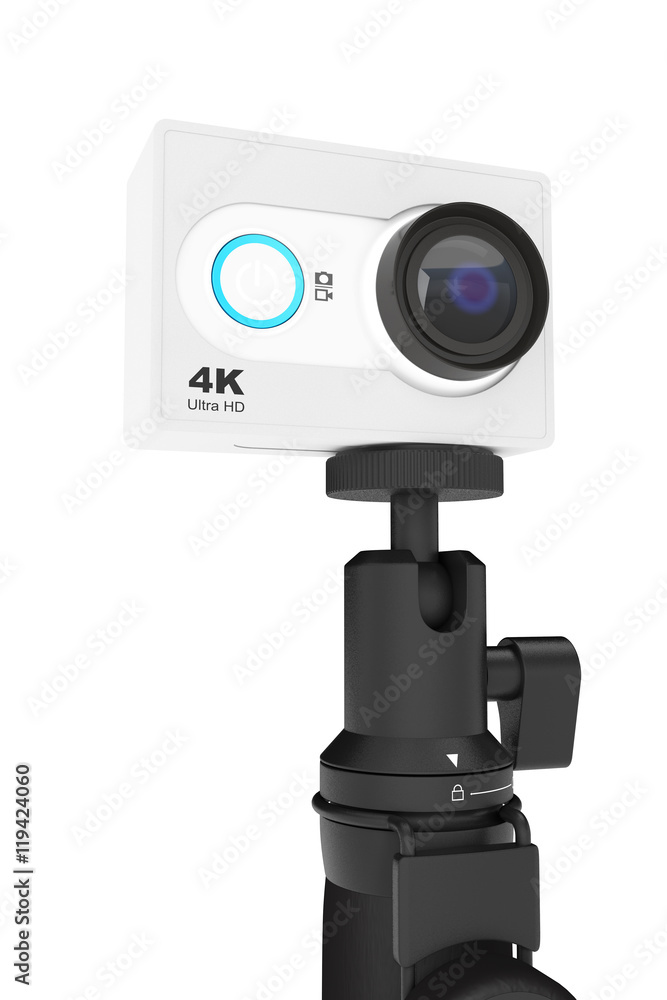 Small Ultra HD Action Camera with Extensible Selfie Stick Monopo Small Ultra HD Action Camera with Extensible Selfie Stick Monopo