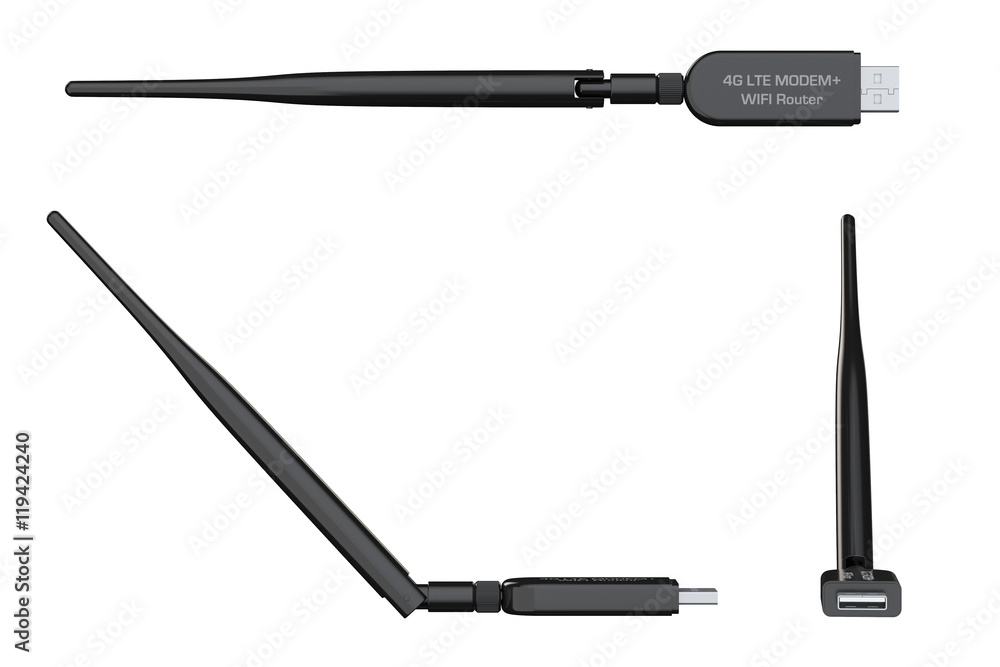 Wireless USB 3G, 4G Modem. 3d Rendering Wireless USB 3G, 4G Modem. 3d Rendering