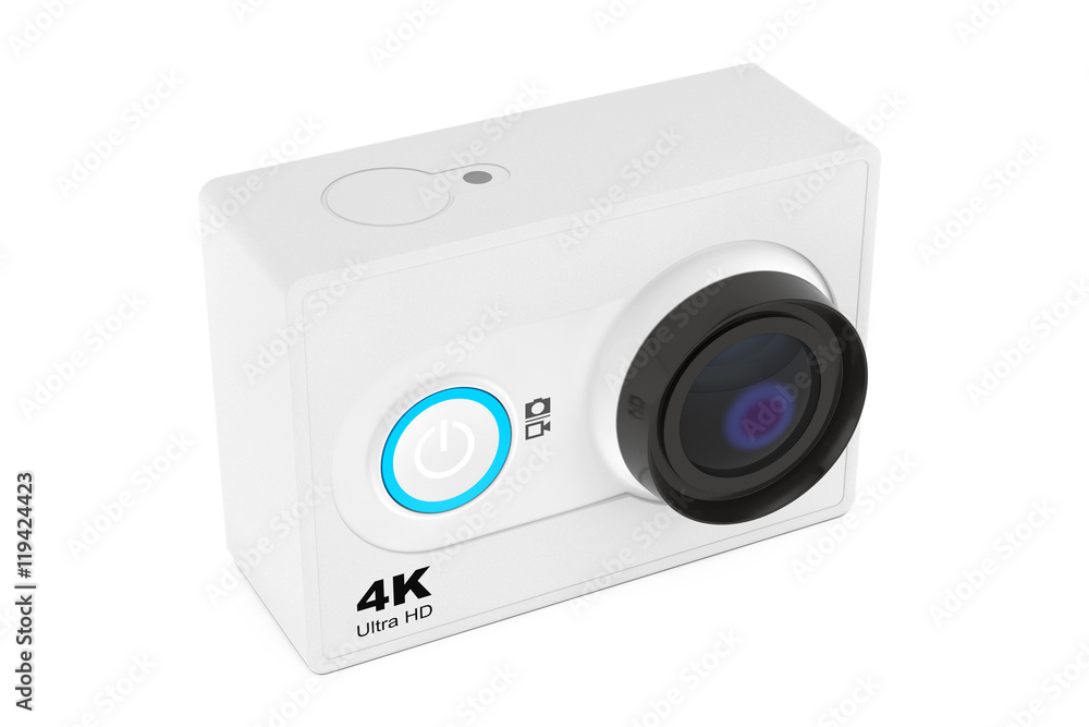 Small Ultra HD Action Camera. 3d Rendering
