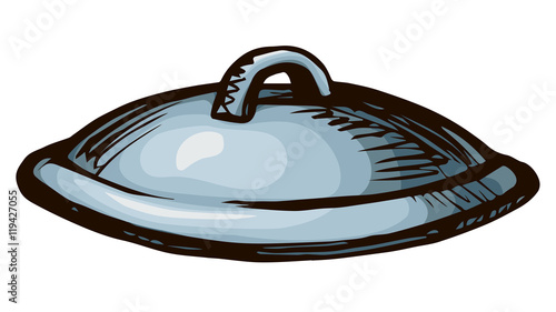 Cover the pan. Vector drawing