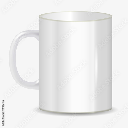 photorealistic white cup vector illustration on white background.