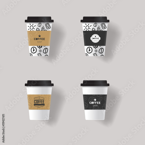 vector coffee cup design template mock up  with  patterns texture  background design
