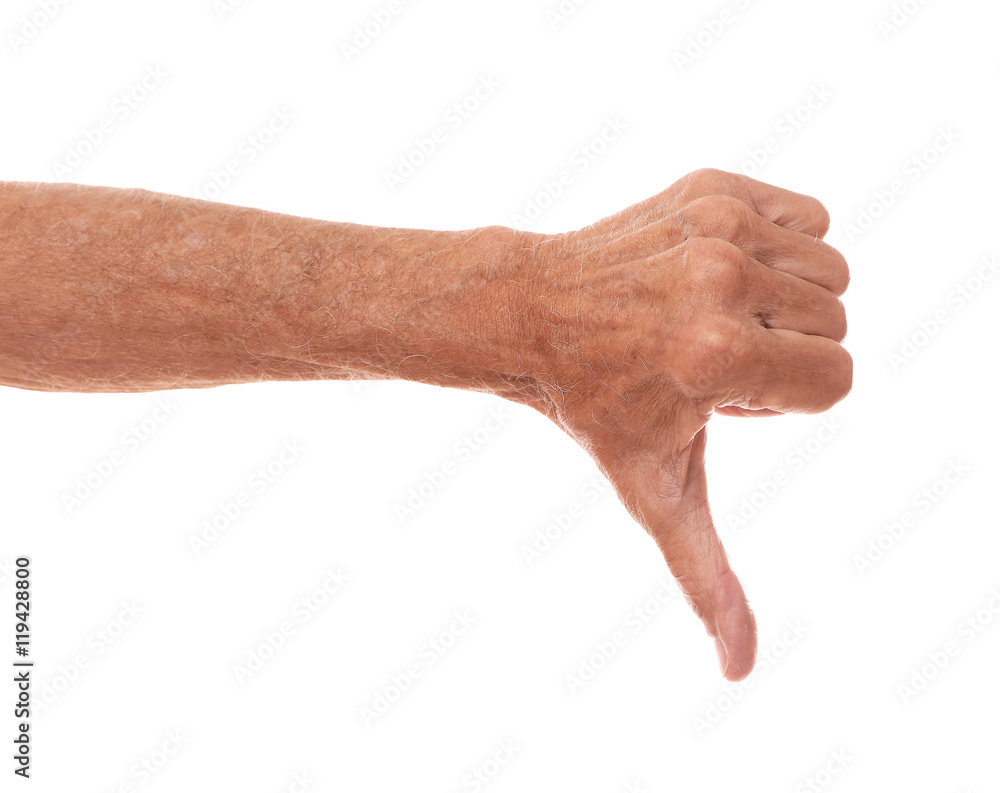 Old man hand on a white background Old man hand on a white background