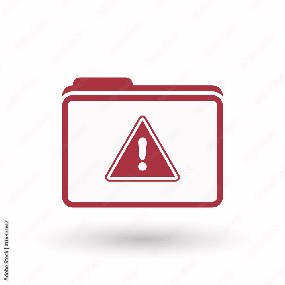 Isolated line art folder icon with a warning signal Isolated line art folder icon with a warning signal