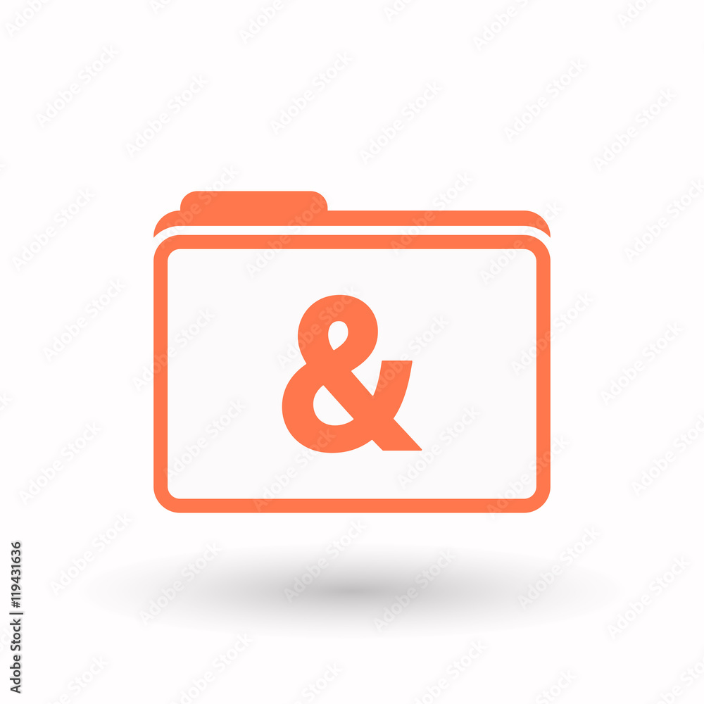 Isolated line art folder icon with an ampersand Isolated line art folder icon with an ampersand