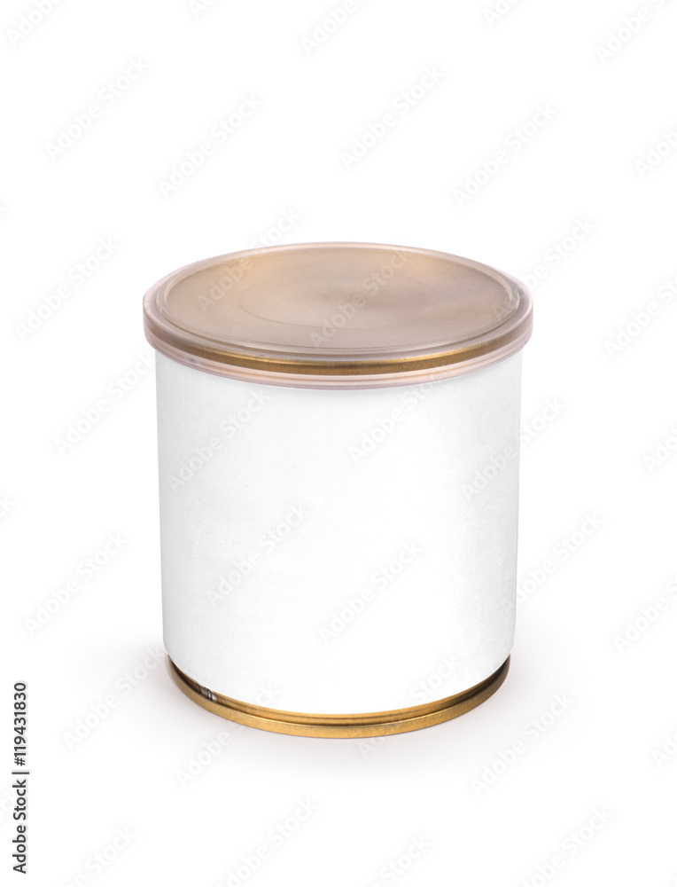 Metal can for preserved food on white background Metal can for preserved food on white background
