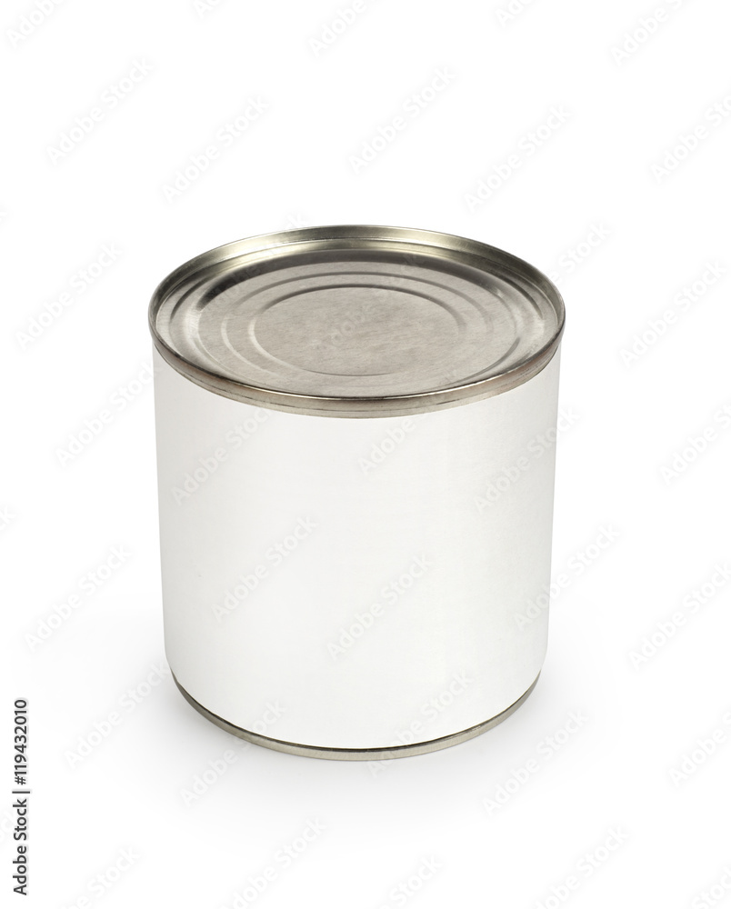 Metal can for preserved food on white background Metal can for preserved food on white background