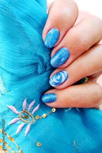Blue nailart, nails photo