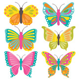 Cute butterfly collection with colorful