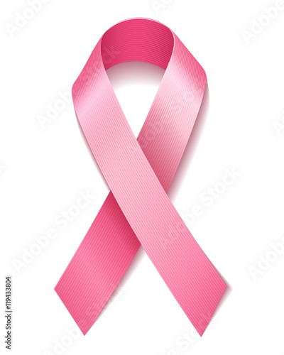 Obraz na plátně Pink ribbon isolated on white background