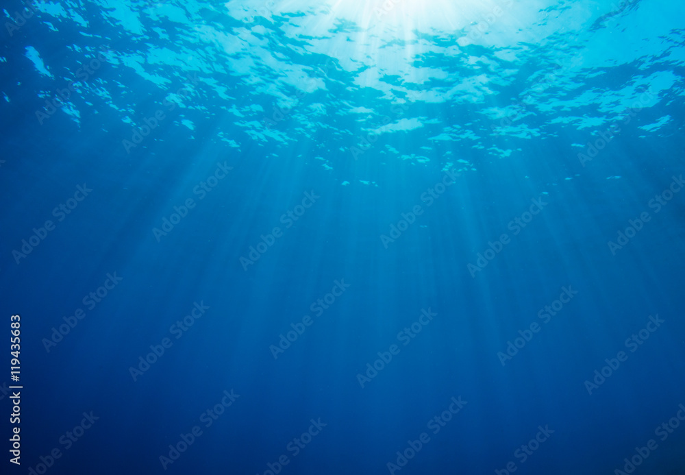 Underwater blue background in sea