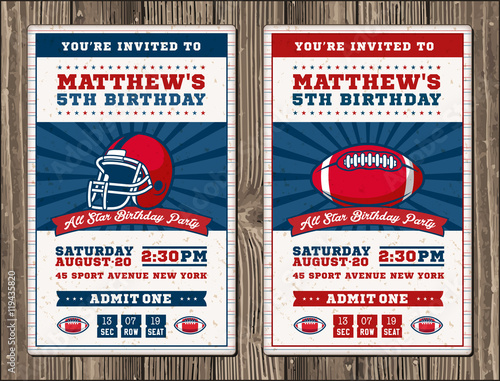 Vertical Football vector invite tickets
