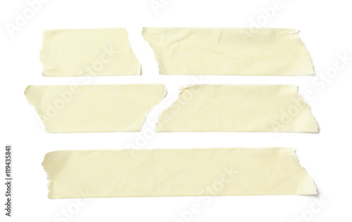 collection of various adhesive tape pieces on white background