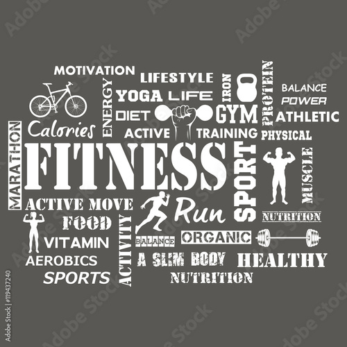 Fitness and Healthy Exercise Word