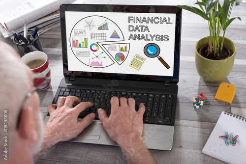 Financial data analysis concept on a laptop screen