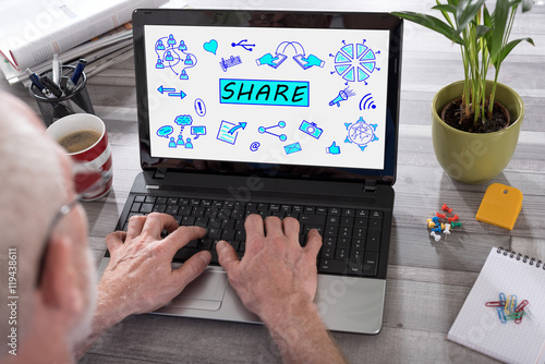 Share concept on a laptop screen