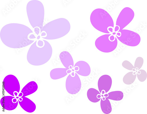 Simple flowers of several sizes of purple color