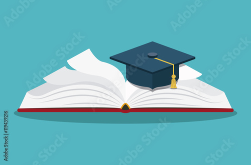 book with graduation hat isolated icon vector illustration design