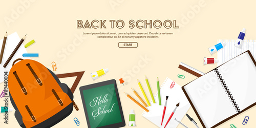 Back to school.Vector illustration.Flat style.Education and online courses, web tutorials, e-learning. Study,creative process. Power of knowledge.