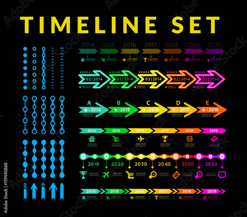 Timeline infographic vector set
