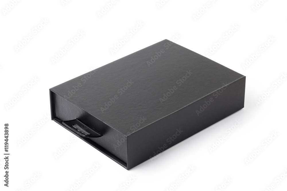 Fototapeta premium Black paper box isolated on white background