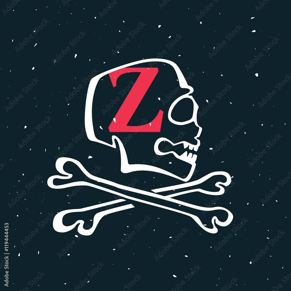 Fototapeta premium Letter Z logo in vintage style skull.