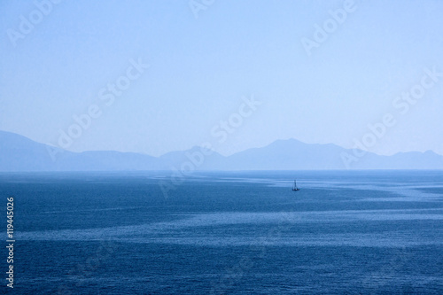 Lonely sailing boat in Adriatic sea