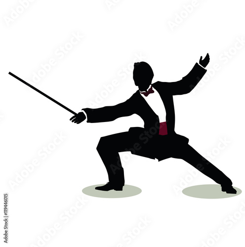 man silhouette in Still Pose Fencer