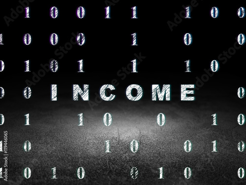 Finance concept: Income in grunge dark room