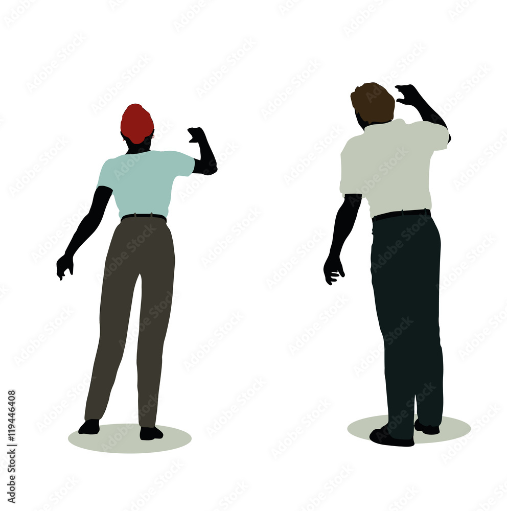 man and woman silhouette in Animations Waving