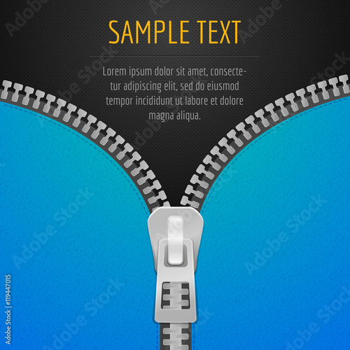 Zipper revealing par of area with sample text vector illustration