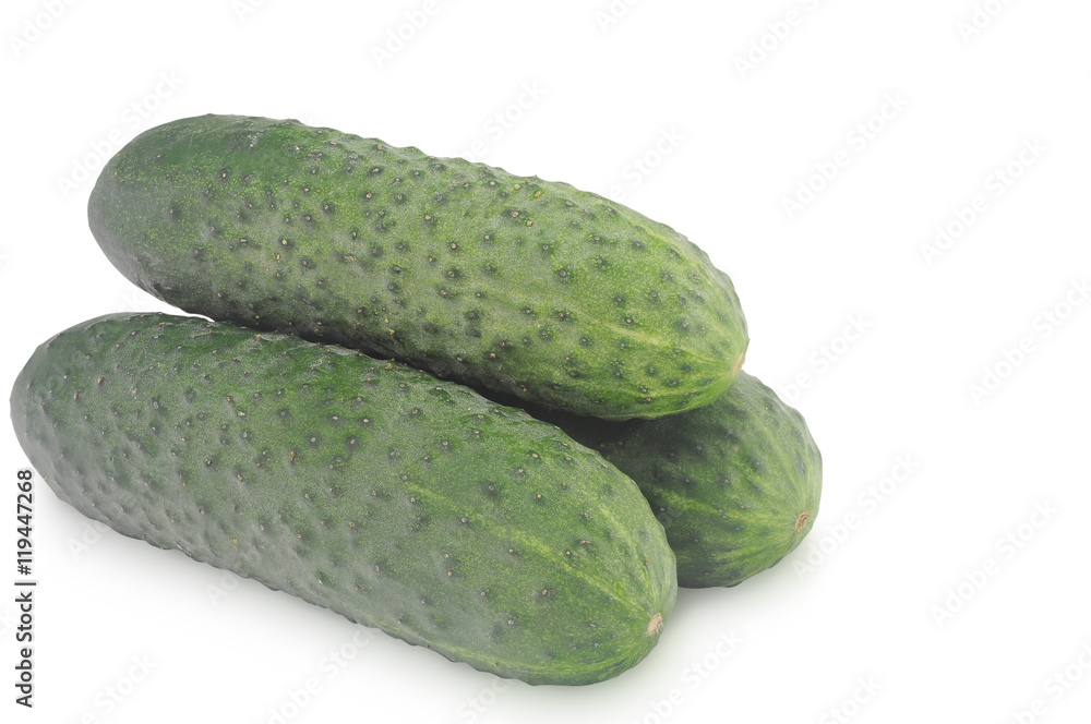Three cucumbers isolated on white backgroun Three cucumbers isolated on white backgroun