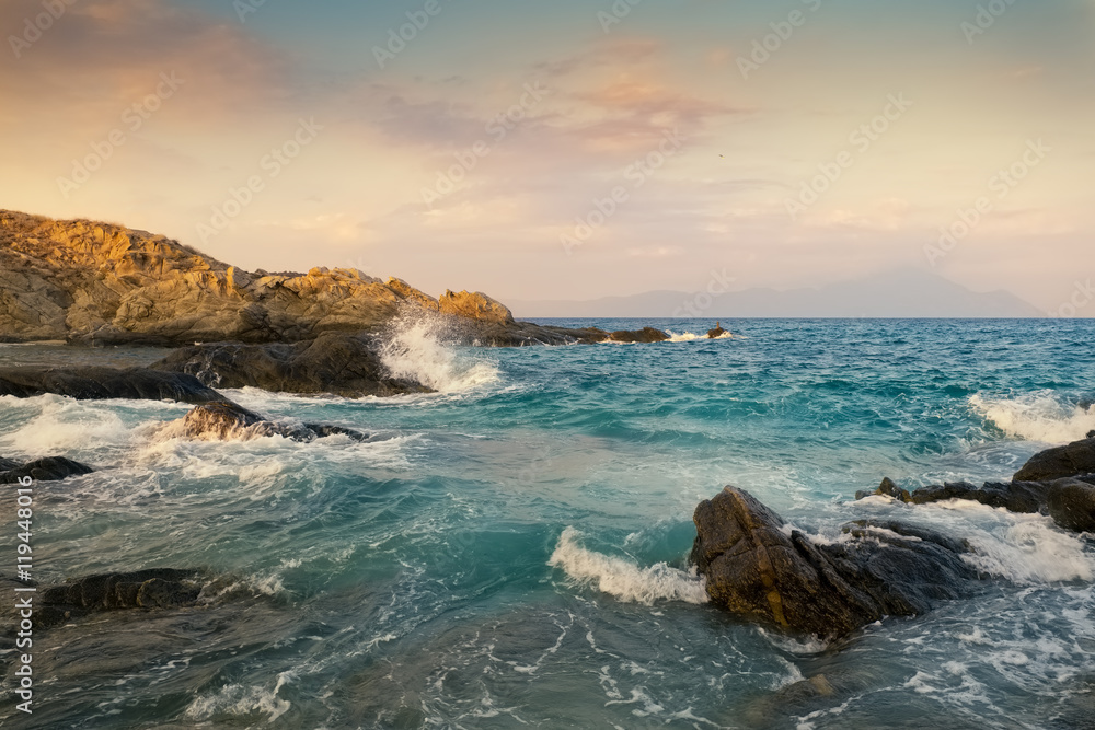 Beautiful shore and rocks in Greece