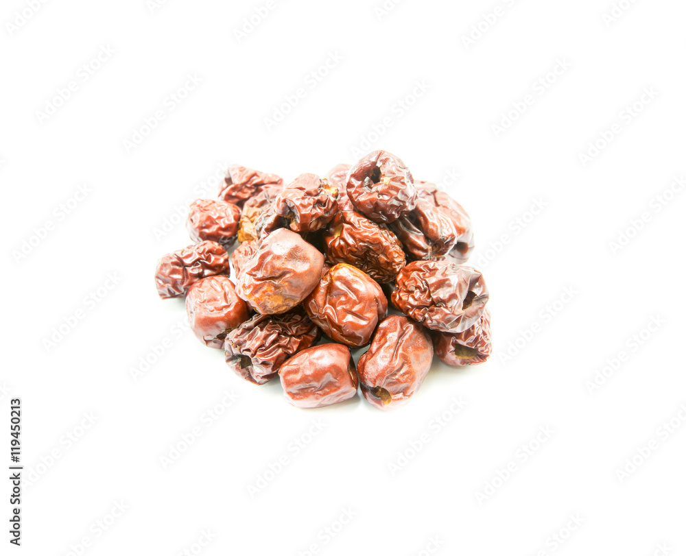 dry chinese monkey apples on white background dry chinese monkey apples on white background