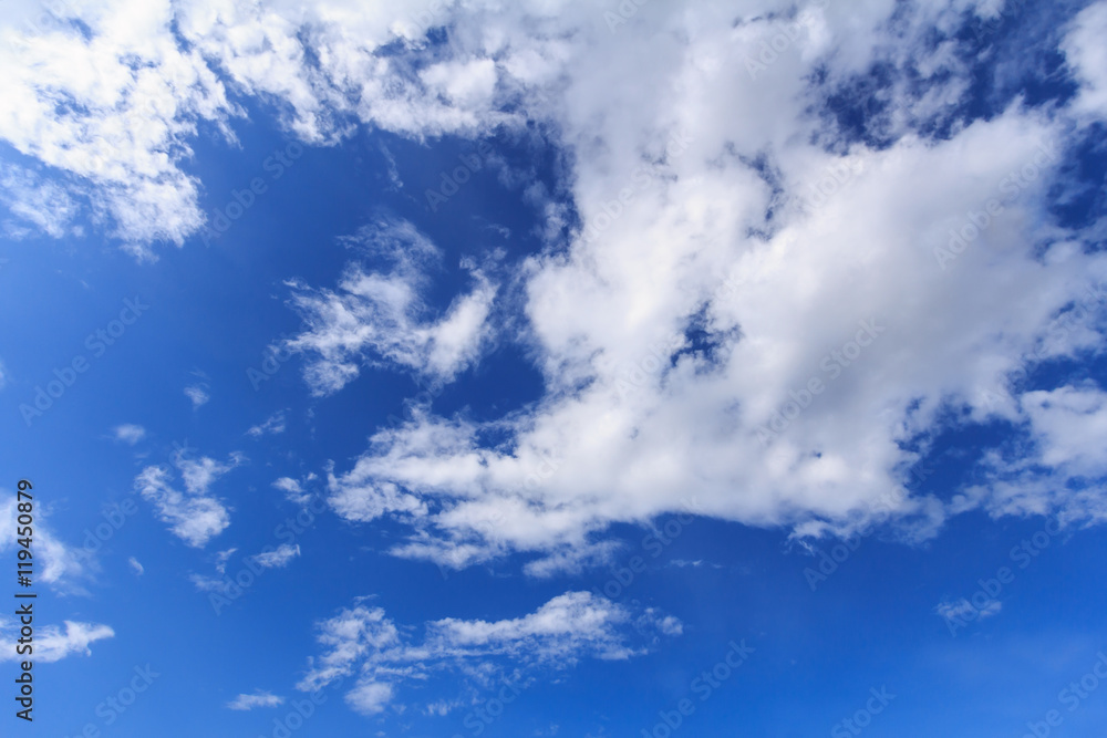 Blue sky background with white clouds. The vast blue sky and clouds sky on sunny day. White fluffy clouds in the blue sky. Blue sky background with white clouds. The vast blue sky and clouds sky on sunny day. White fluffy clouds in the blue sky.